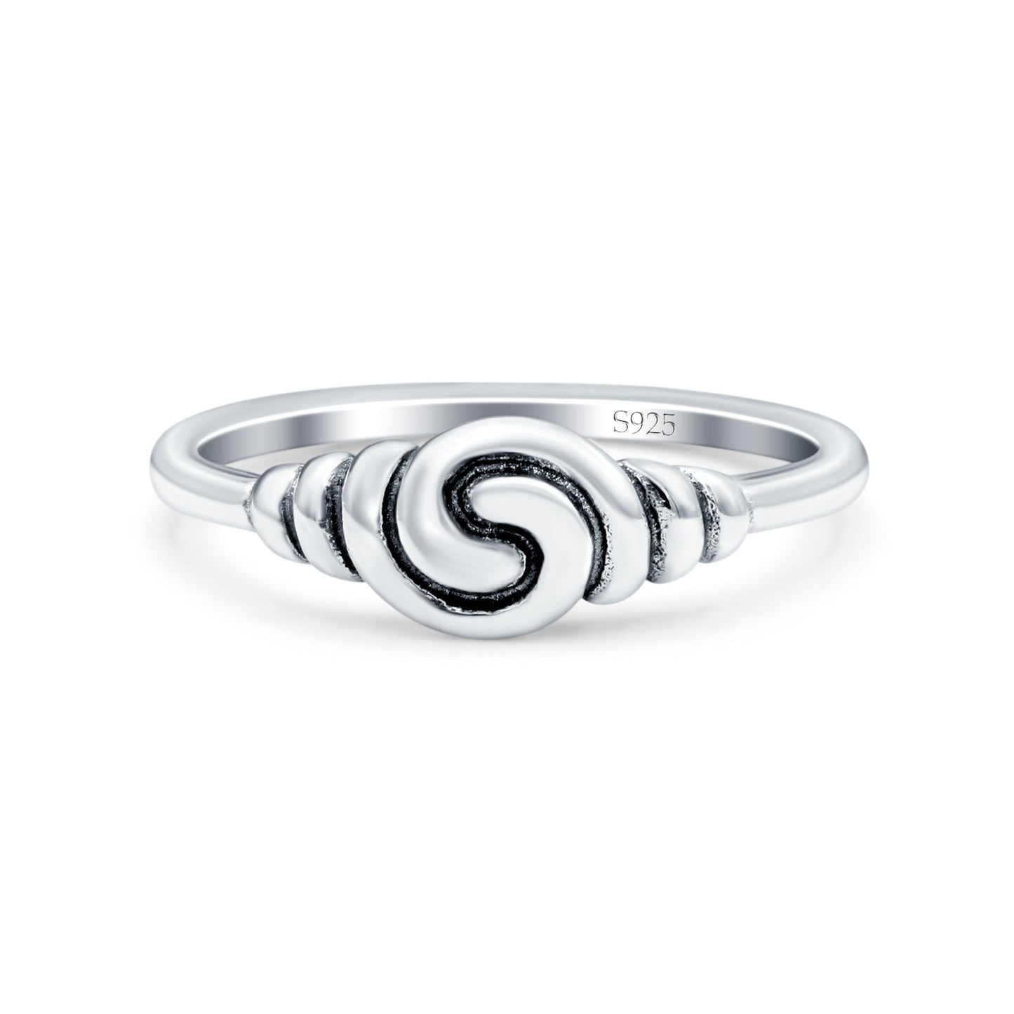 Spiral Oxidized Band Thumb Ring (6mm)