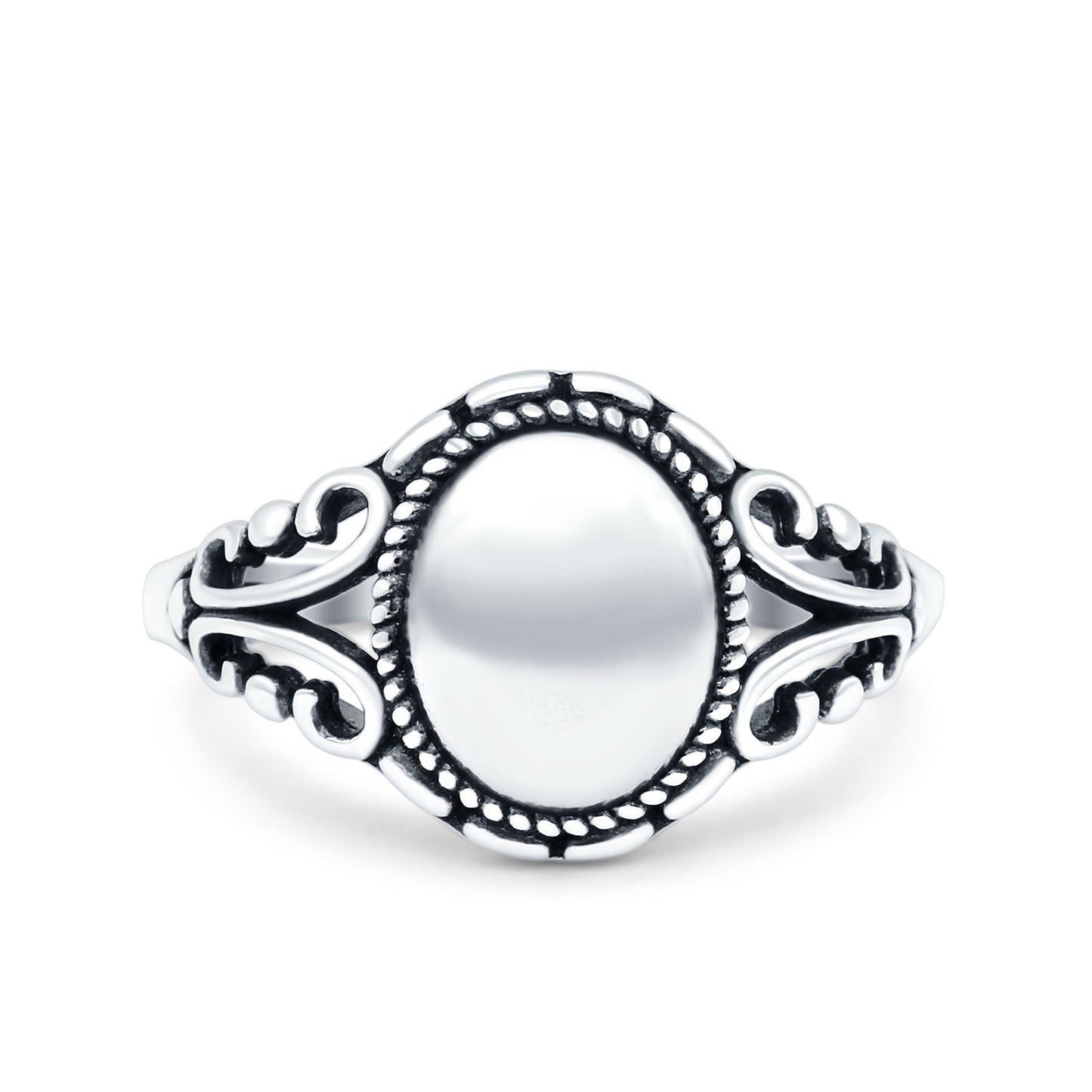 Filigree Vintage Style Oxidized Band Thumb Ring (12mm)