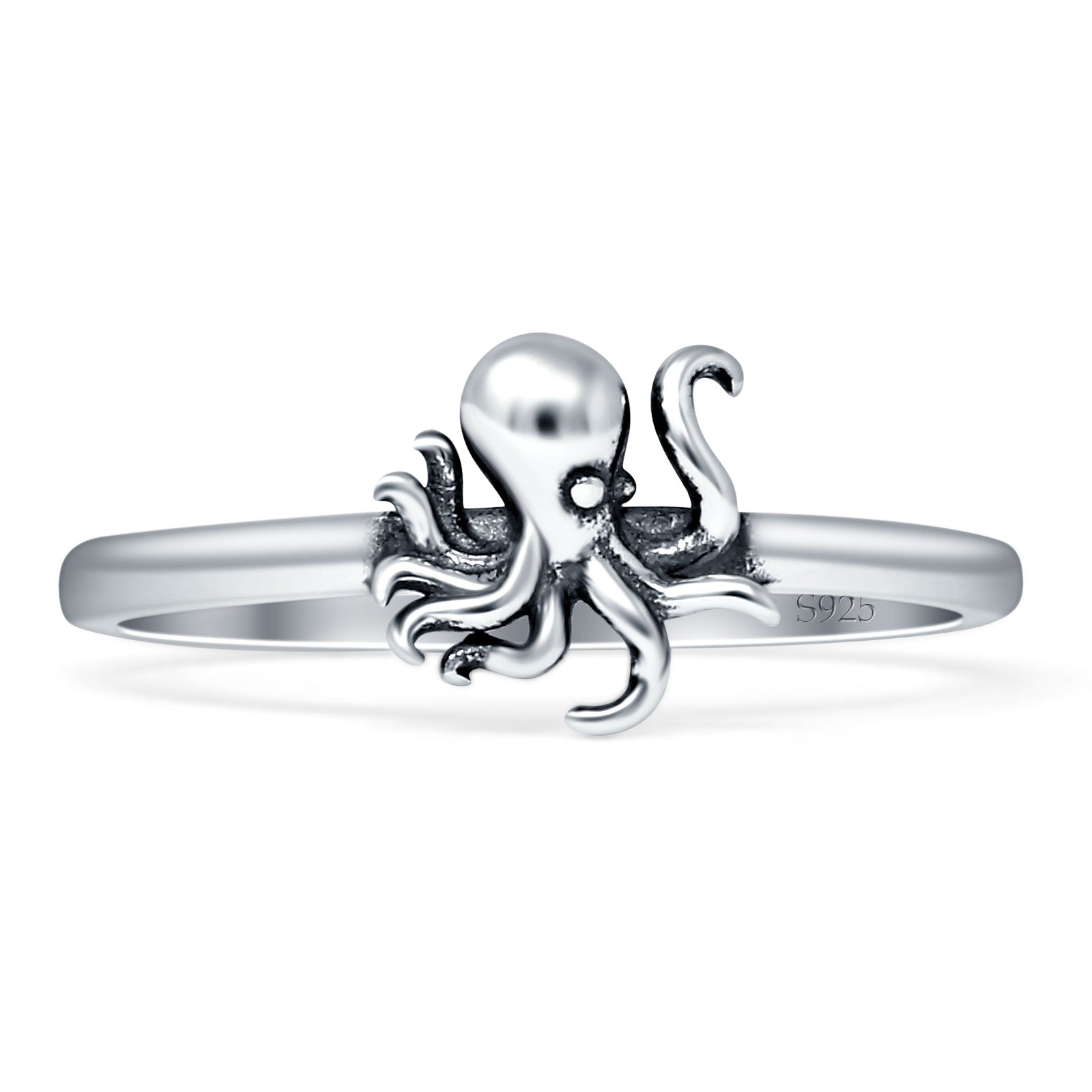 Oxidized Octopus Ring