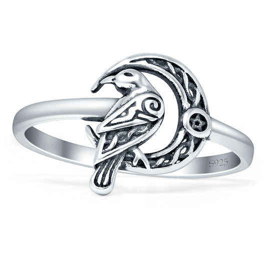 Raven Crescent Moon Ring