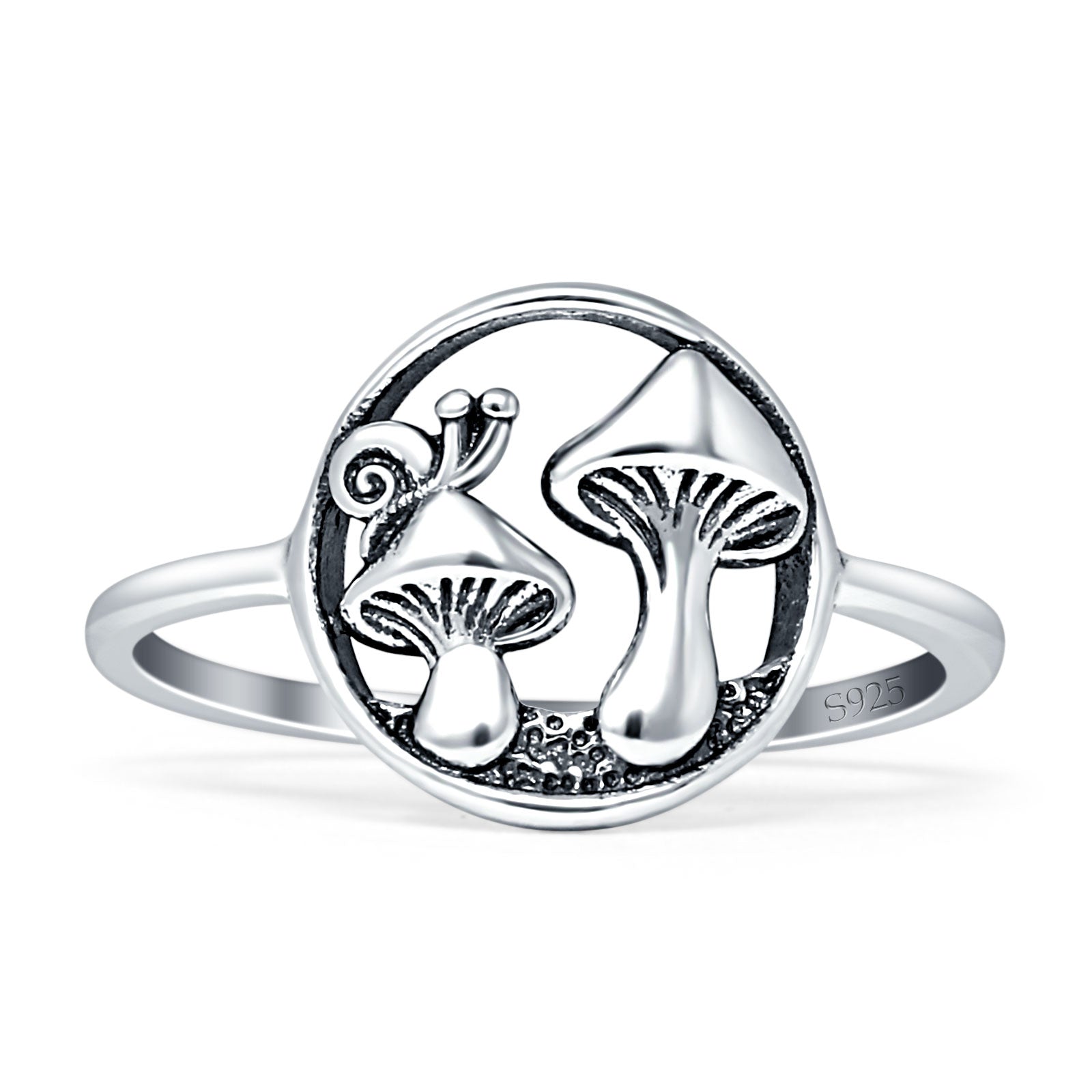 Oxidized Mushroom Snail Ring