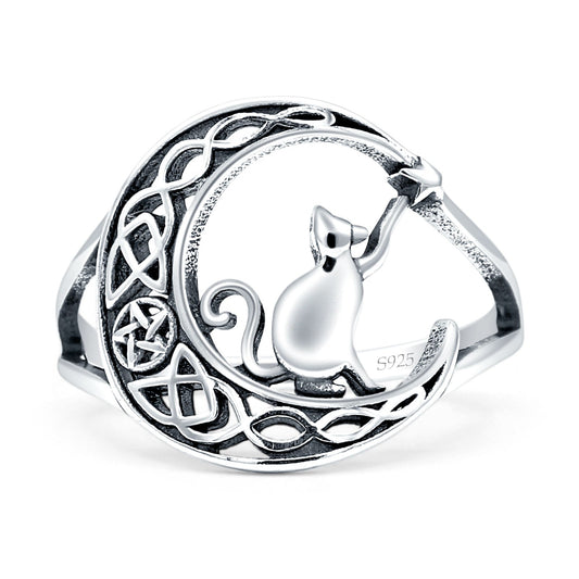 Cat On Moon Ring