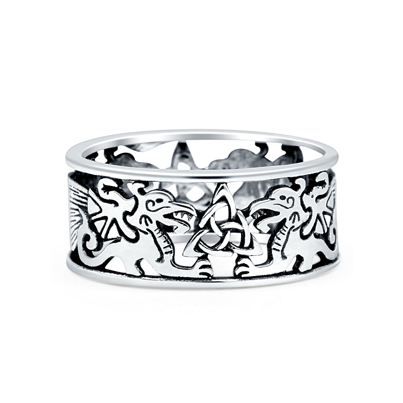 Celtic Triquetra & Dragons Ring