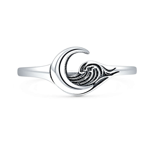 Ocean Wave Moon Ring