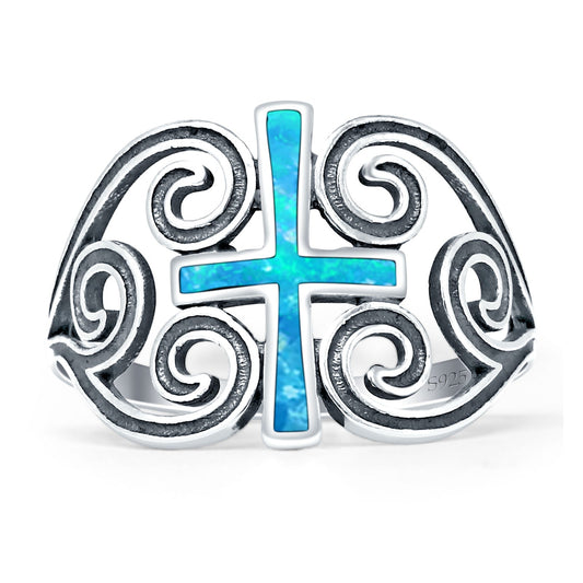 Cross Heart Swirl Ring