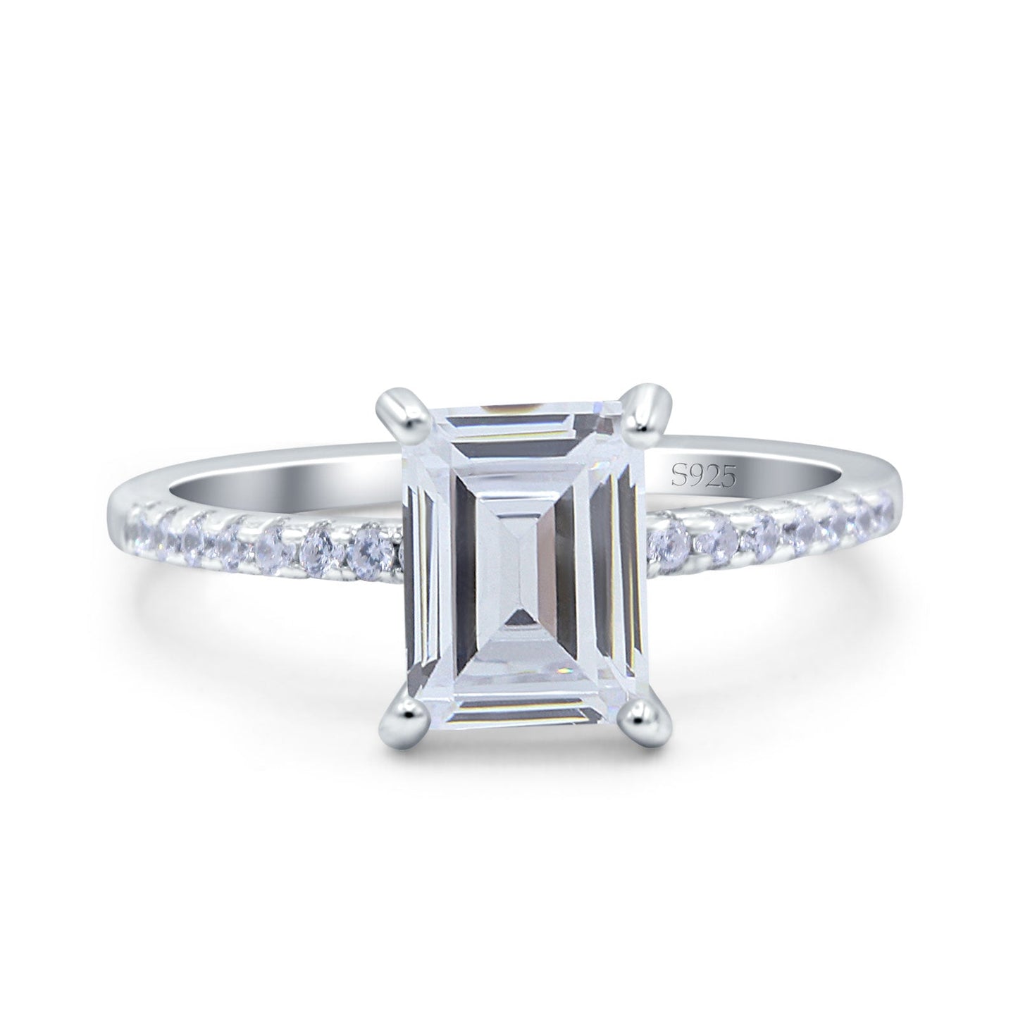 Emerald Cut Art Deco Wedding Ring Simulated Cubic Zirconia