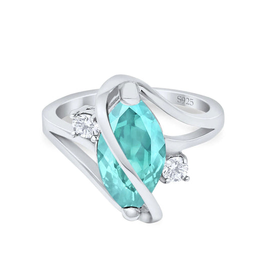 Swirl Fashion Ring Marquise Simulated Paraiba Tourmaline