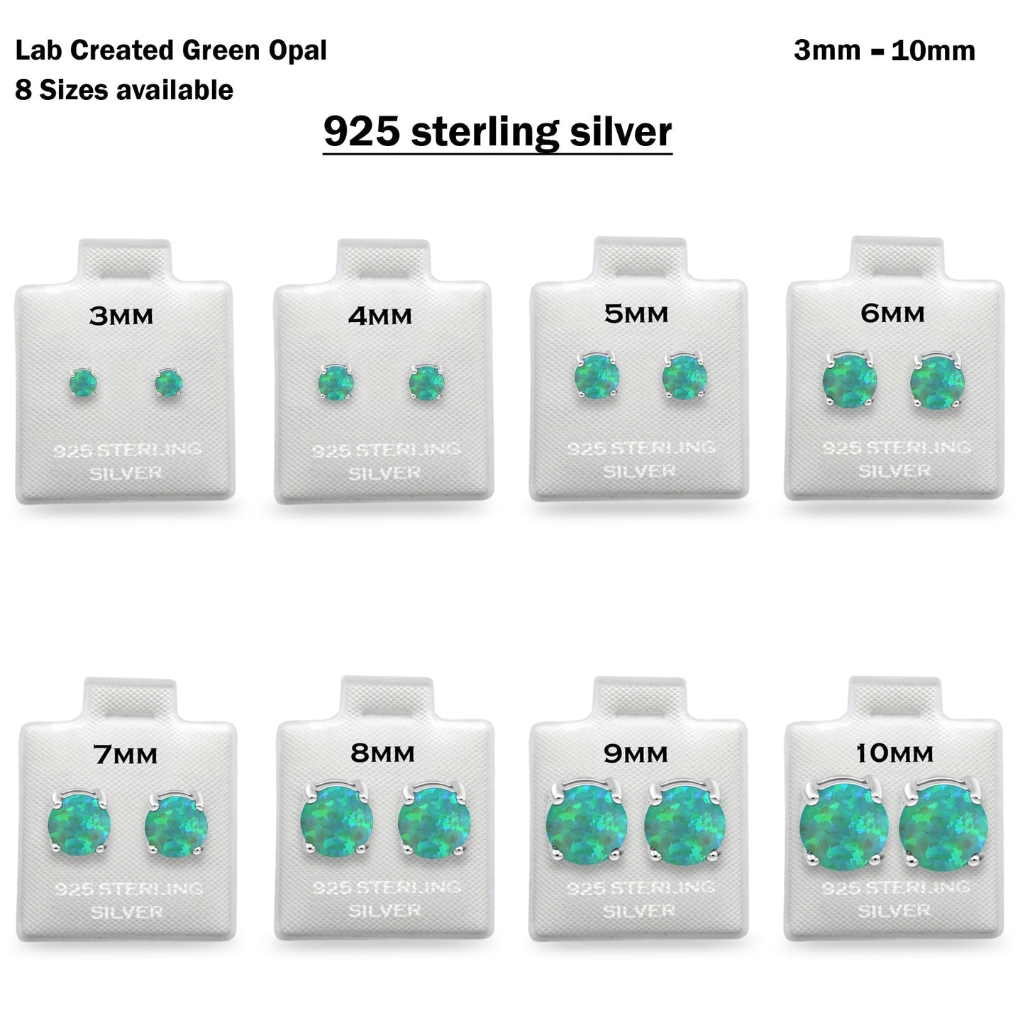 Solitaire Push Back Stud Earring Lab Created Green Opal Wholesale