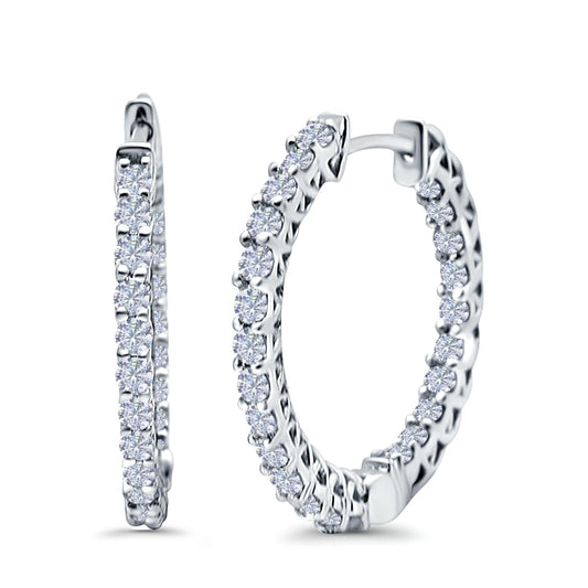 Huggie Hoop Earrings Round Simulated CZ (14mm)