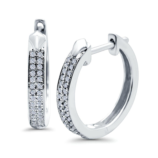 Half Eternity Hoop Earrings Round Simulated CZ (14mm)