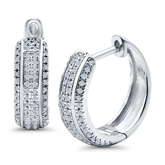 Half Eternity Hoop Earrings Round Simulated CZ (14mm)