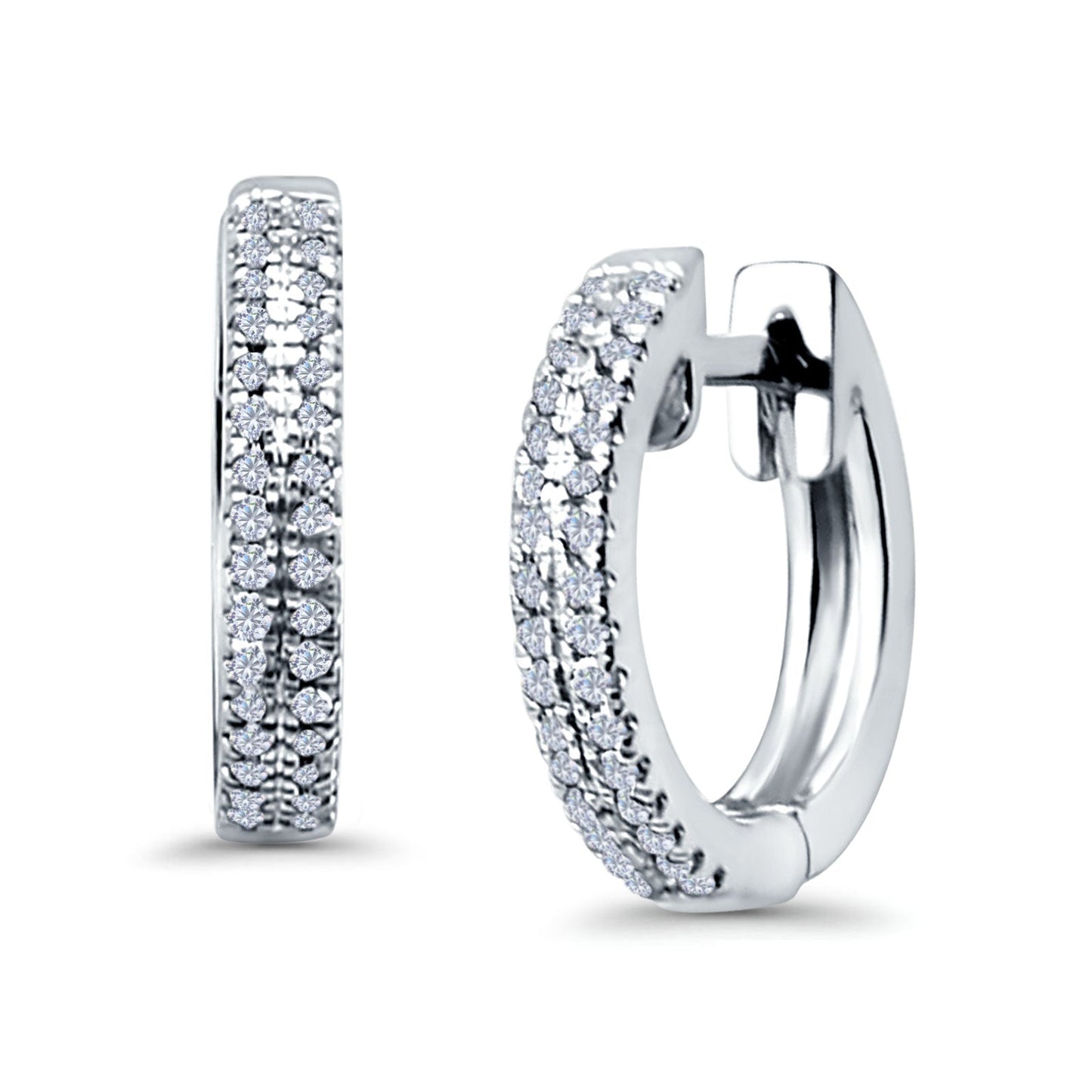 Half Eternity Hoop Earrings Round Simulated CZ (14mm)