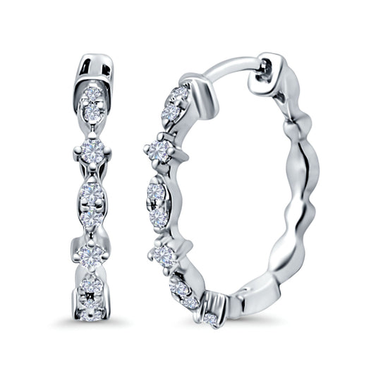 Half Eternity Huggie Hoop Earrings Round Simulated CZ (14mm)