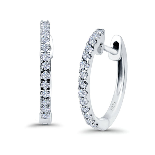 Hoop Earrings Half Eternity Round Simulated CZ (14mm)