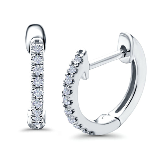 Half Eternity Hoop Earrings Round Simulated CZ (14mm)