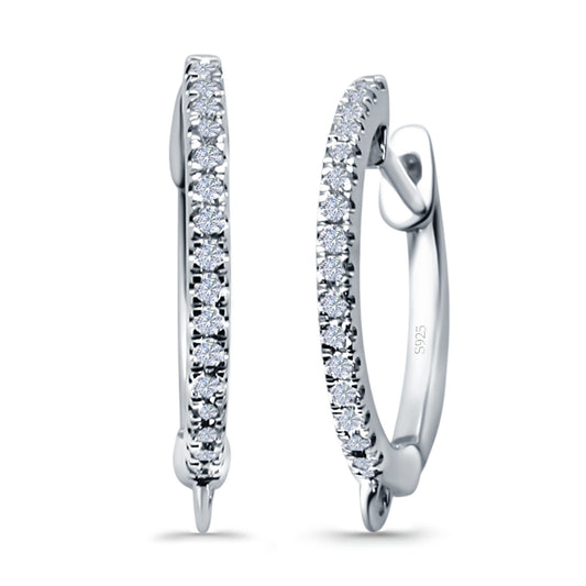 Half Eternity Hoop Earrings Round Simulated CZ (14mm)