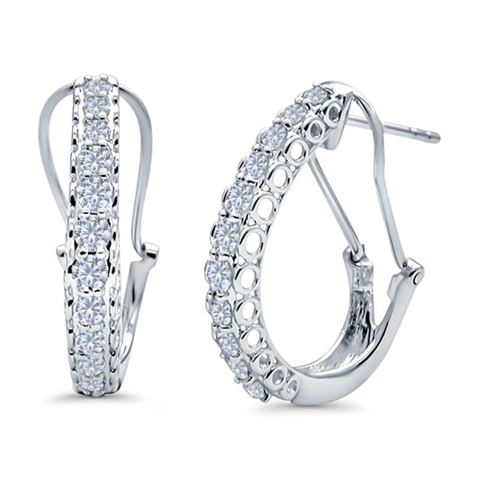 Half Eternity Huggie Hoop Earrings Round Simulated CZ (18mm)