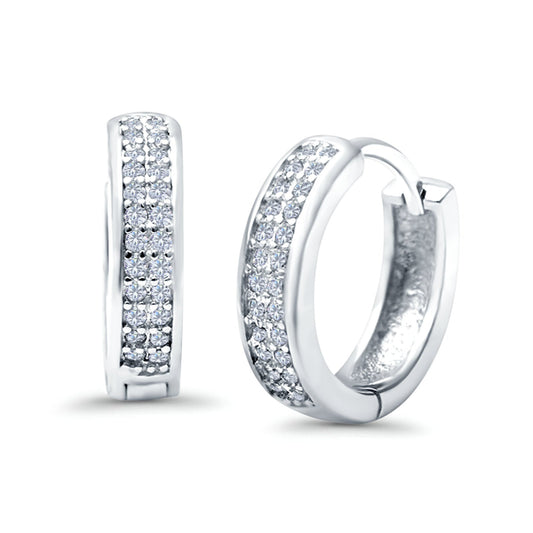 Half Eternity Hoop Earrings Round Simulated CZ (14mm)