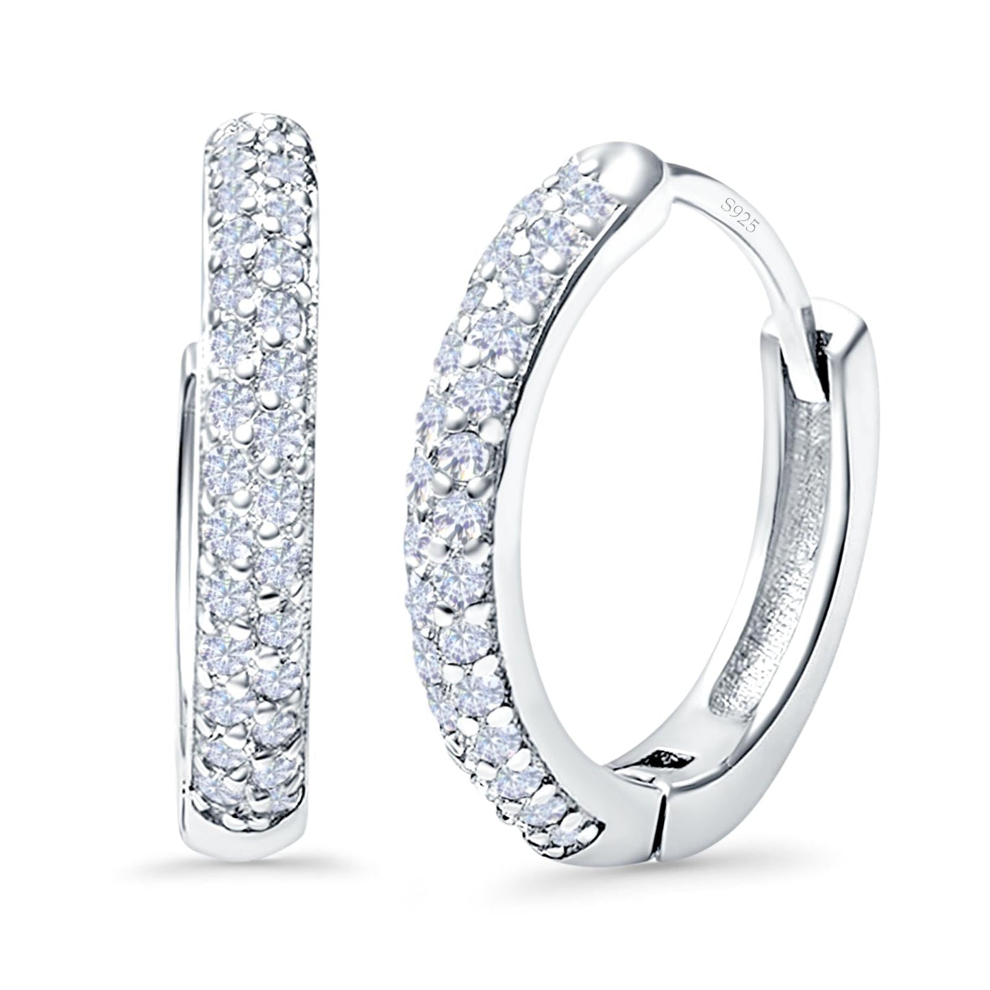 Half Eternity Hoop Earrings Round Simulated CZ (14mm)