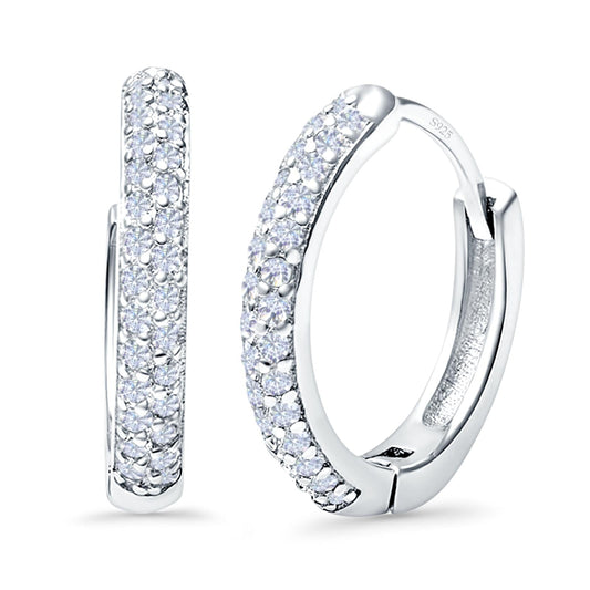 Half Eternity Hoop Earrings Round Simulated CZ (14mm)