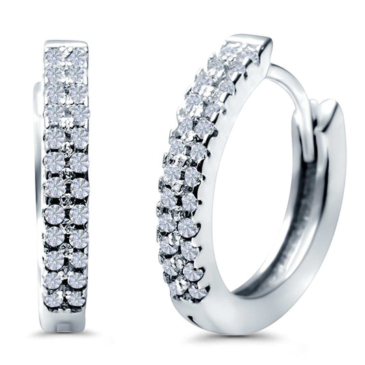 Half Eternity Hoop Earrings Round Simulated CZ (14mm)