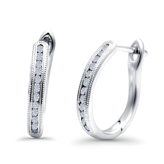 Half Eternity Hoop Earrings Round Simulated CZ (14mm)