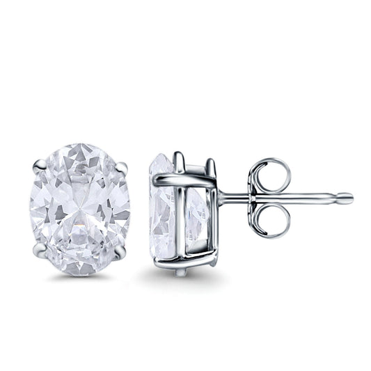 Art Deco Oval Wedding Bridal Solitaire Stud Earrings Simulated CZ