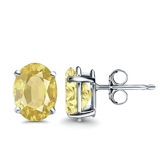 Art Deco Oval Wedding Bridal Solitaire Stud Earrings Simulated Yellow CZ