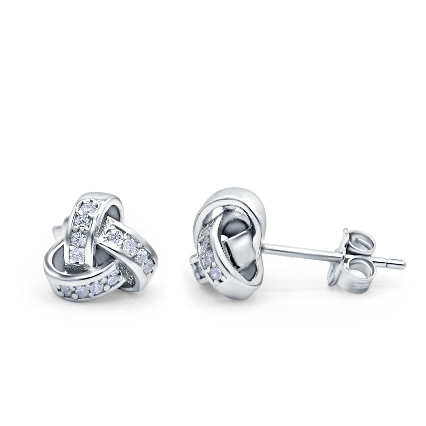 Stud Earrings Round Simulated CZ (8mm)