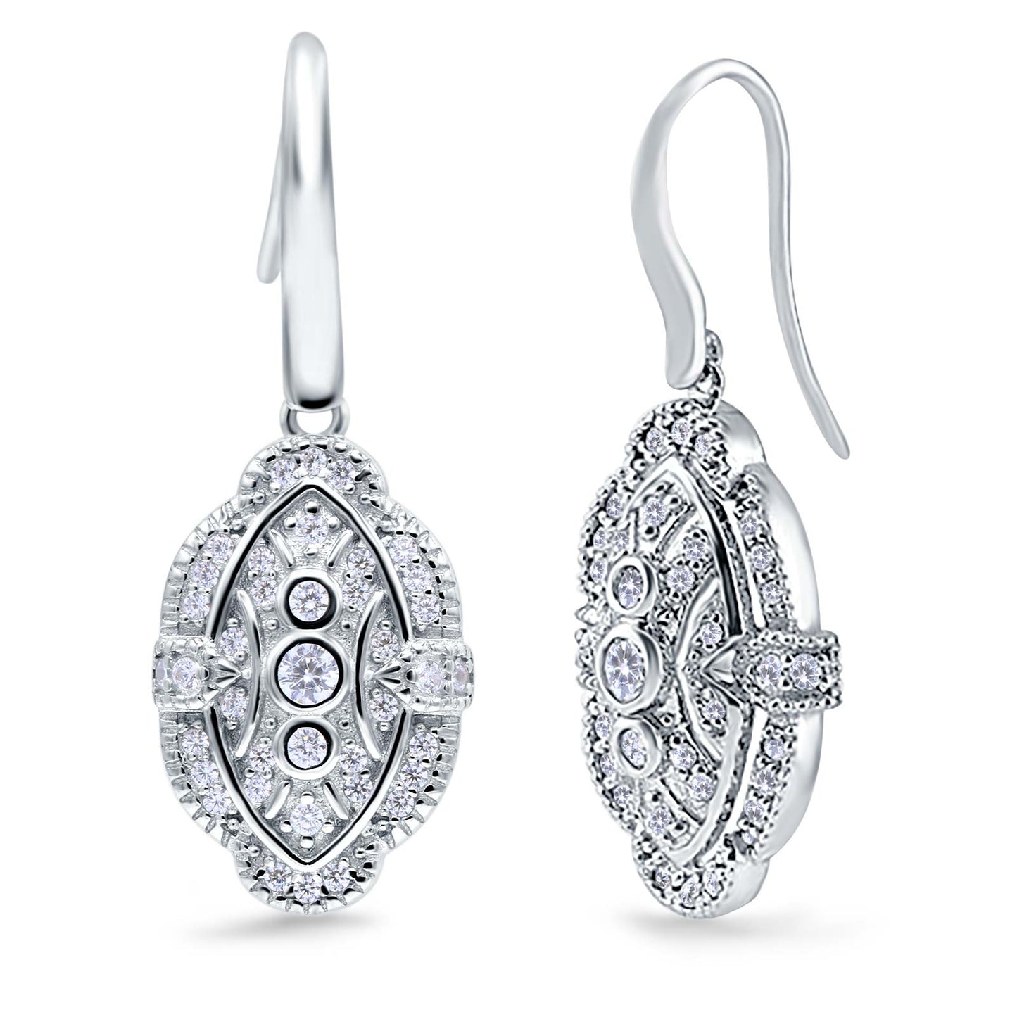 Drop Dangle Earrings Round Simulated Cubic Zirconia (18mm)