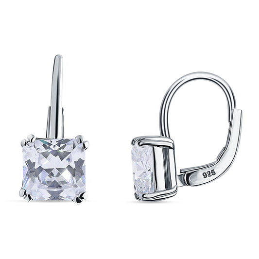 Cushion Leverback Earrings Cubic Zirconia