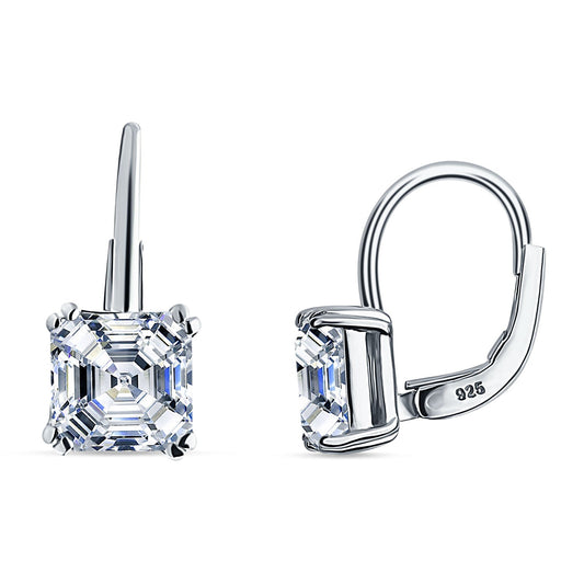 Asscher Leverback Earrings Cubic Zirconia