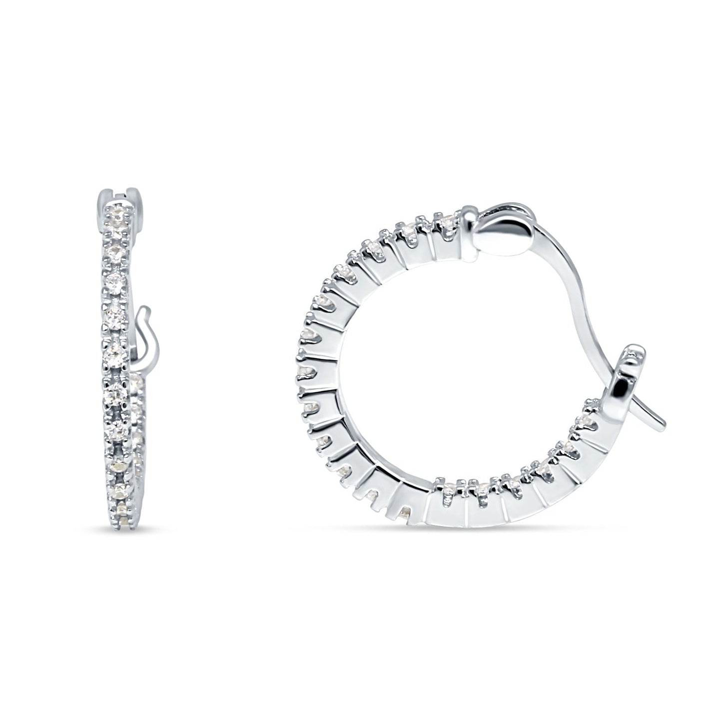 Round Cubic Zirconia Huggie Hoop Earrings