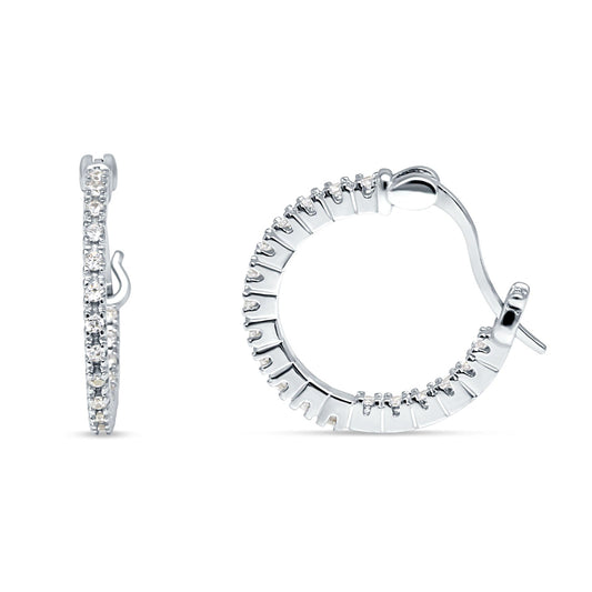 Round Cubic Zirconia Huggie Hoop Earrings