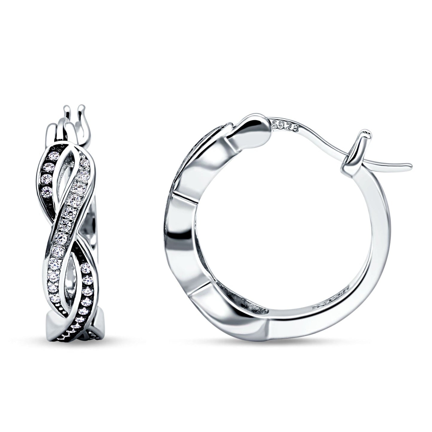 Twisted Infinity Huggie Hoop Earrings Cubic Zirconia