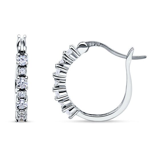 Half Eternity Huggie Hoop Earrings Cubic Zirconia