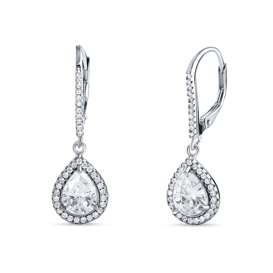 Pear Teardrop Earrings Cubic Zirconia