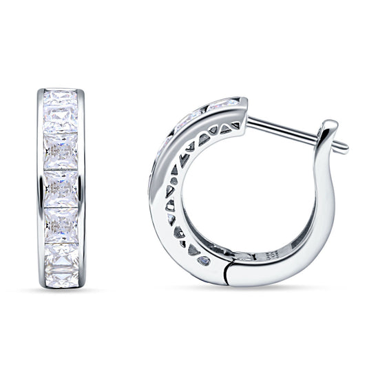 Minimalist Princess Huggie Hoop Earrings Cubic Zirconia