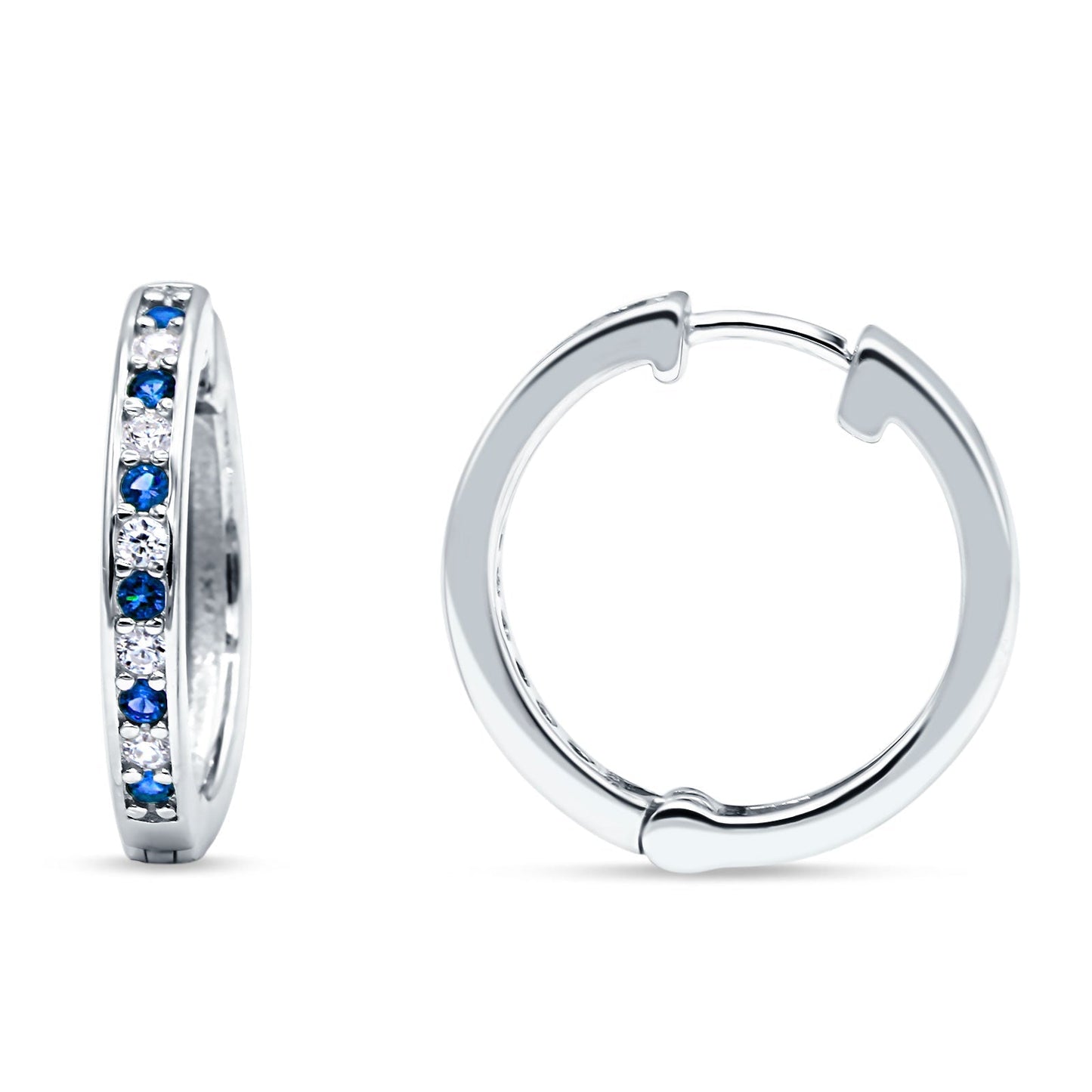 Minimalist Huggie Hoop Earrings Simulated Blue Sapphire