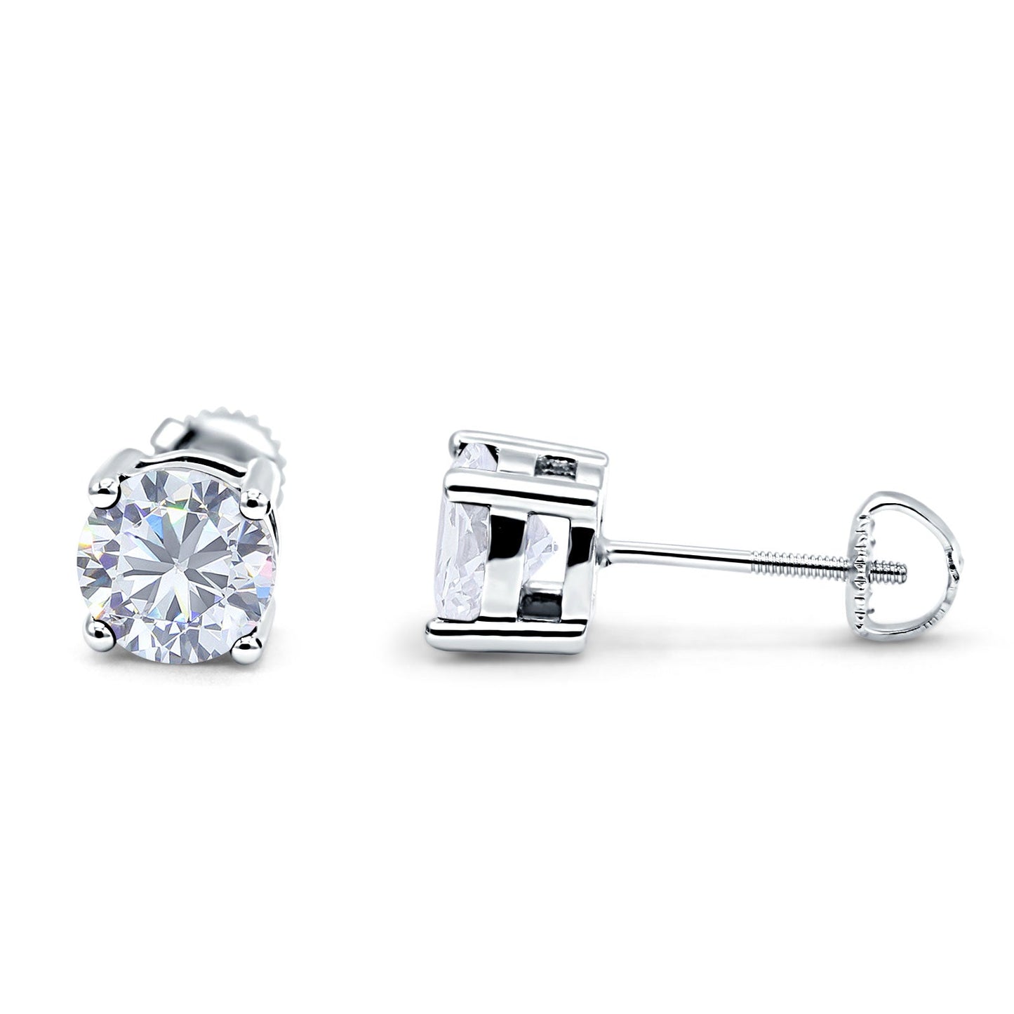 Solitaire Brilliant Round Simulated Cubic Zirconia Screw Back Stud Earring