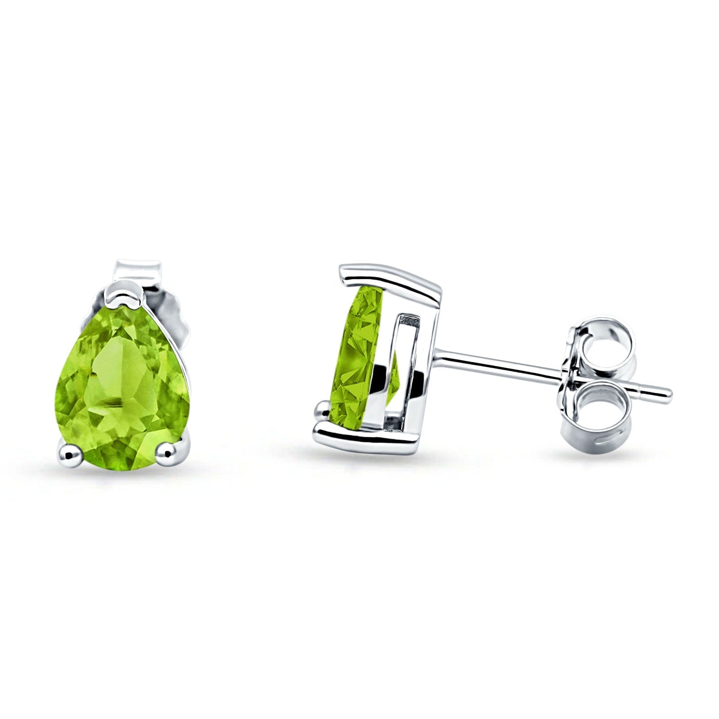 Art Deco Pear Shape Solitaire Excellent Simulated Peridot CZ Push Back Stud Earring