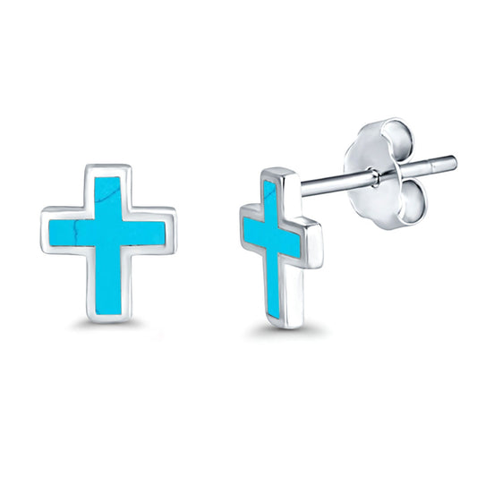 Cross Turquoise Stud Earrings