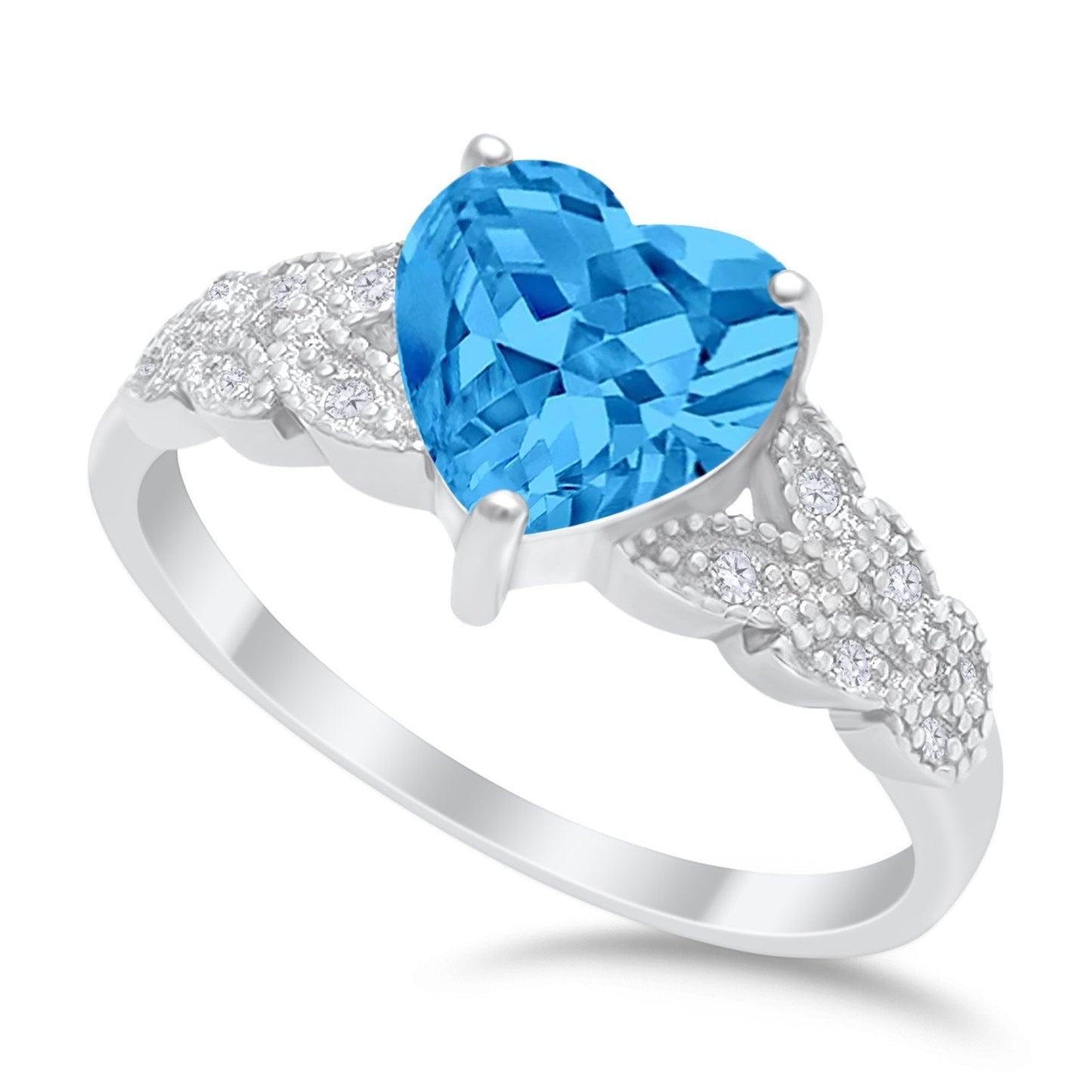 Accent Heart Promise Ring Simulated Blue Topaz Cubic Zirconia