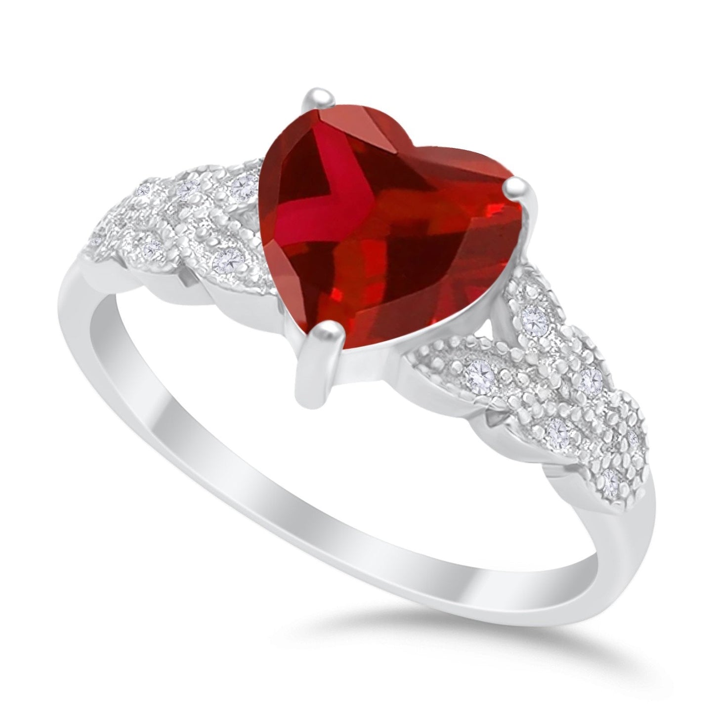 Accent Heart Promise Ring Simulated Garnet Cubic Zirconia