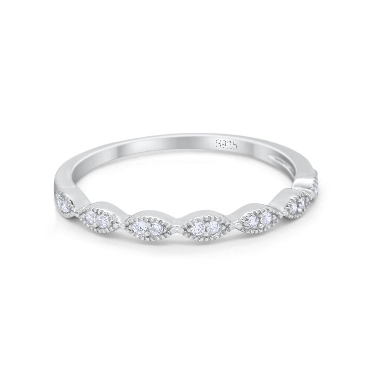 Half Eternity Simulated Cubic Zirconia Engagement Band Ring