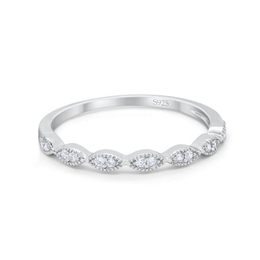 Half Eternity Simulated Cubic Zirconia Engagement Band Ring