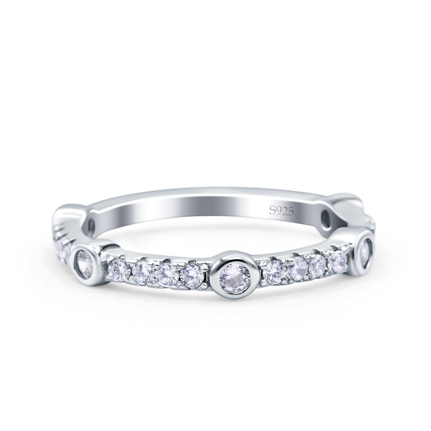 Half Eternity Wedding Band Round Pave Simulated CZ Ring