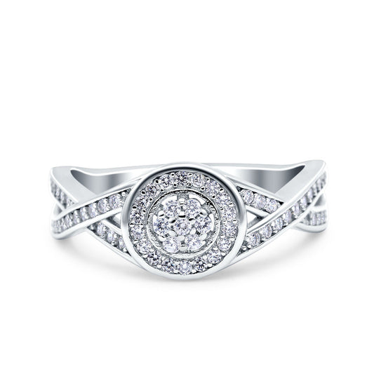 Half Eternity Halo Art Deco Wedding Infinity Band Round Pave Simulated CZ Ring