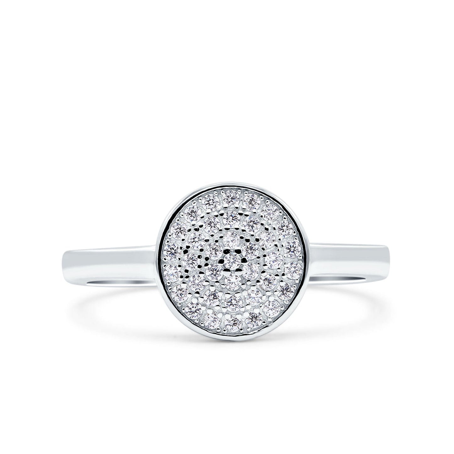 9mm Pave Round Circle Disk Ring Thumb Ring Round CZ