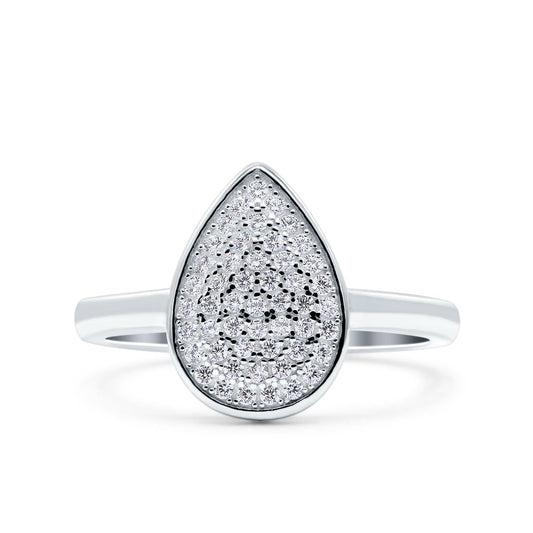 Pear Wedding Engagement Ring Band Pave Simulated Cubic Zirconia